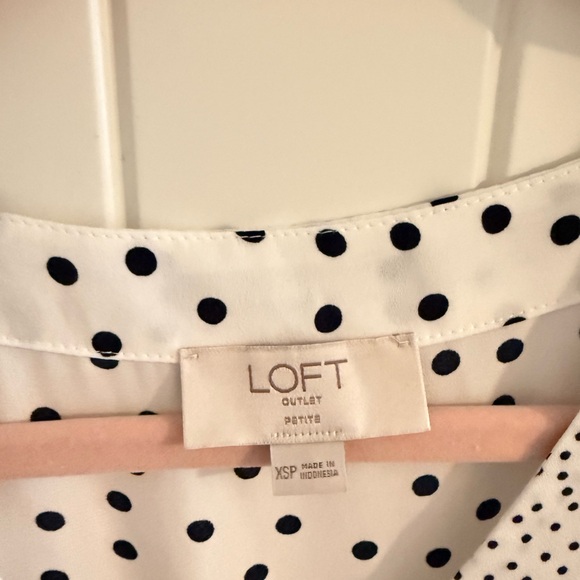 LOFT Black and White Wrap Blouse with Three-Quarter Sleeves - Picture 3 of 3